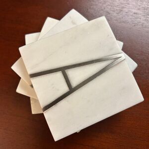 Set of 4 Letter "A" Marble-Style Drink Coasters – Heavy & Stylish